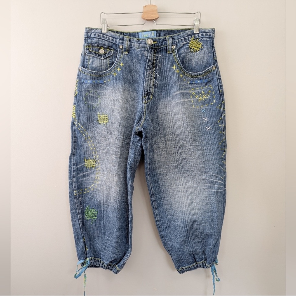 Vintage Y2K Miskeen Originals Embroidered Baggy Jorts Patchwork